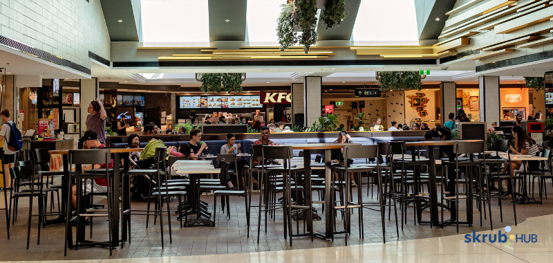 Professional cleaner should know how to properly clean a food service area like a food court