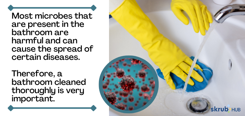 Most microbes that are present in the bathroom are harmful and can cause the spread of certain diseases
